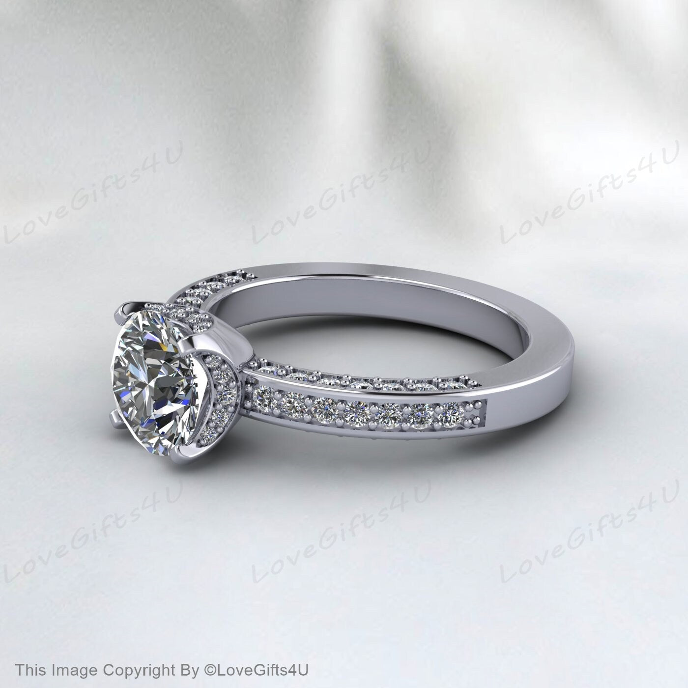Moissanite Engagement Ring 14k Yellow Gold Unique Wedding Ring