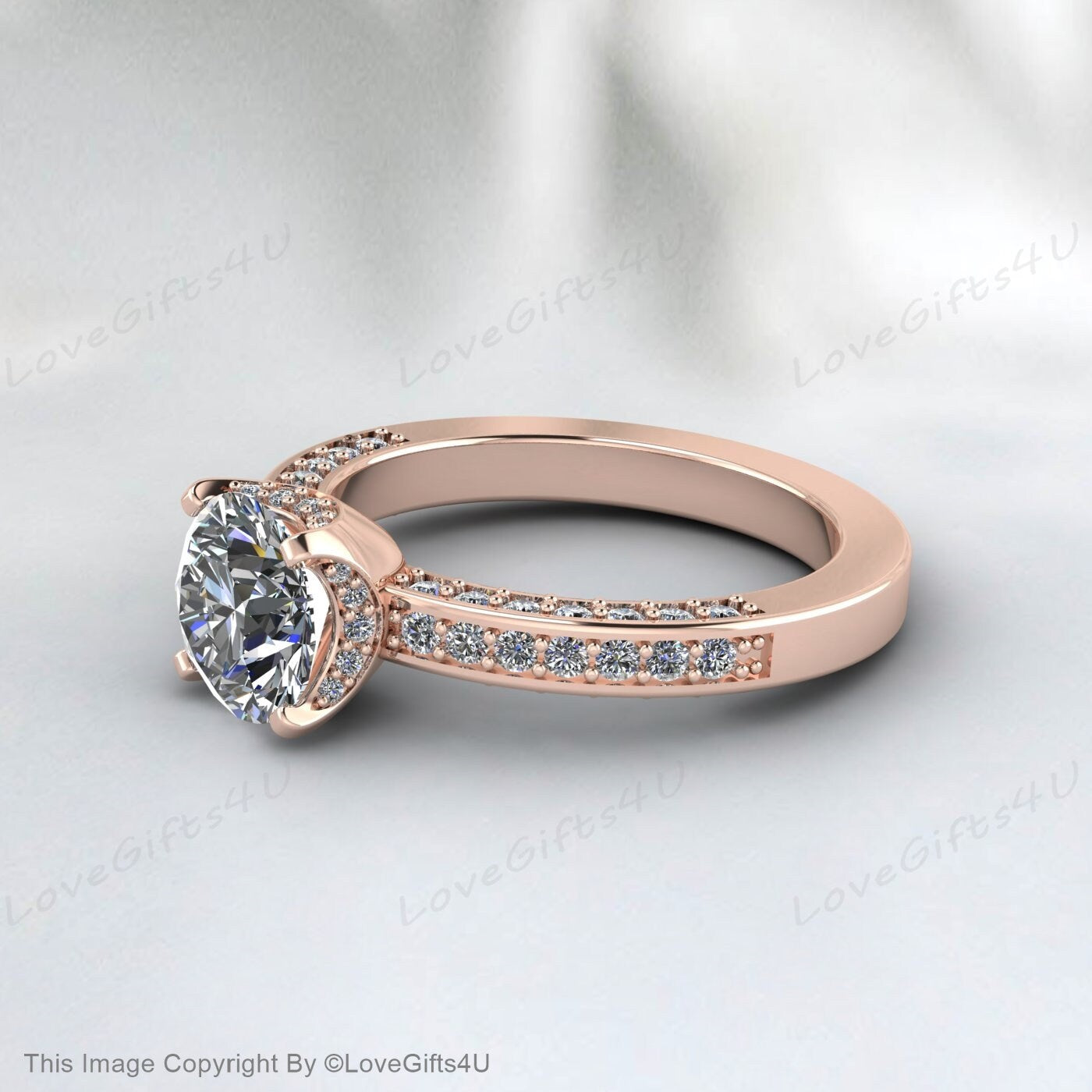 Moissanite Engagement Ring 14k Yellow Gold Unique Wedding Ring