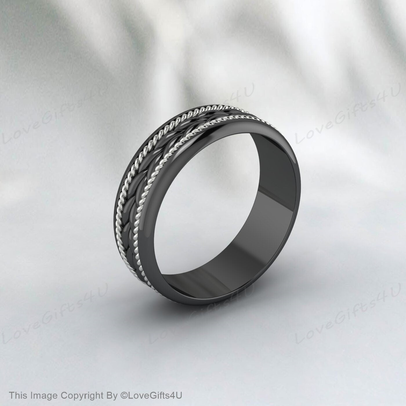 Mens Band Black Unisex Band Mens Silver Wedding Band Promise Ring