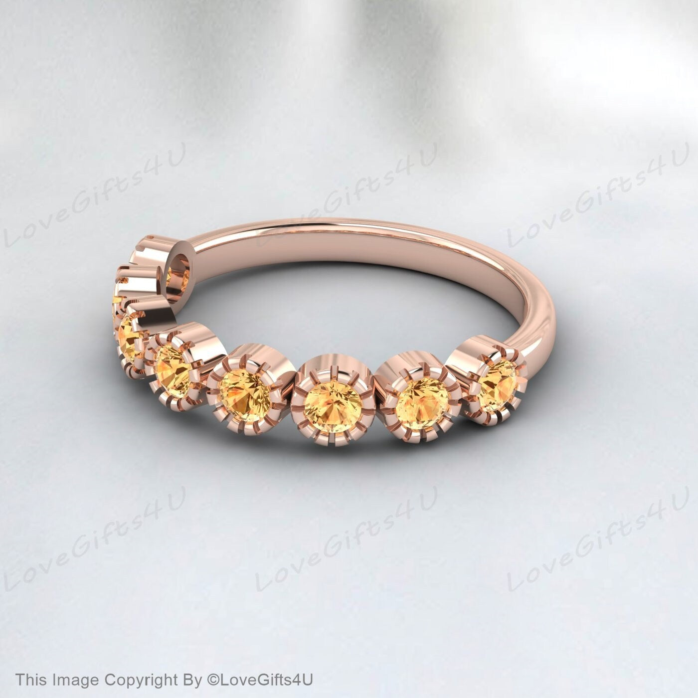 Gelber Citrin Ehering Eternity Band Jubiläumsring