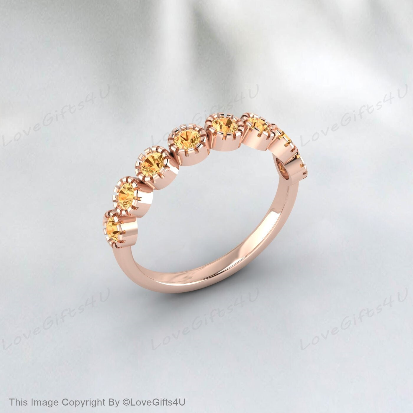 Gelber Citrin Ehering Eternity Band Jubiläumsring