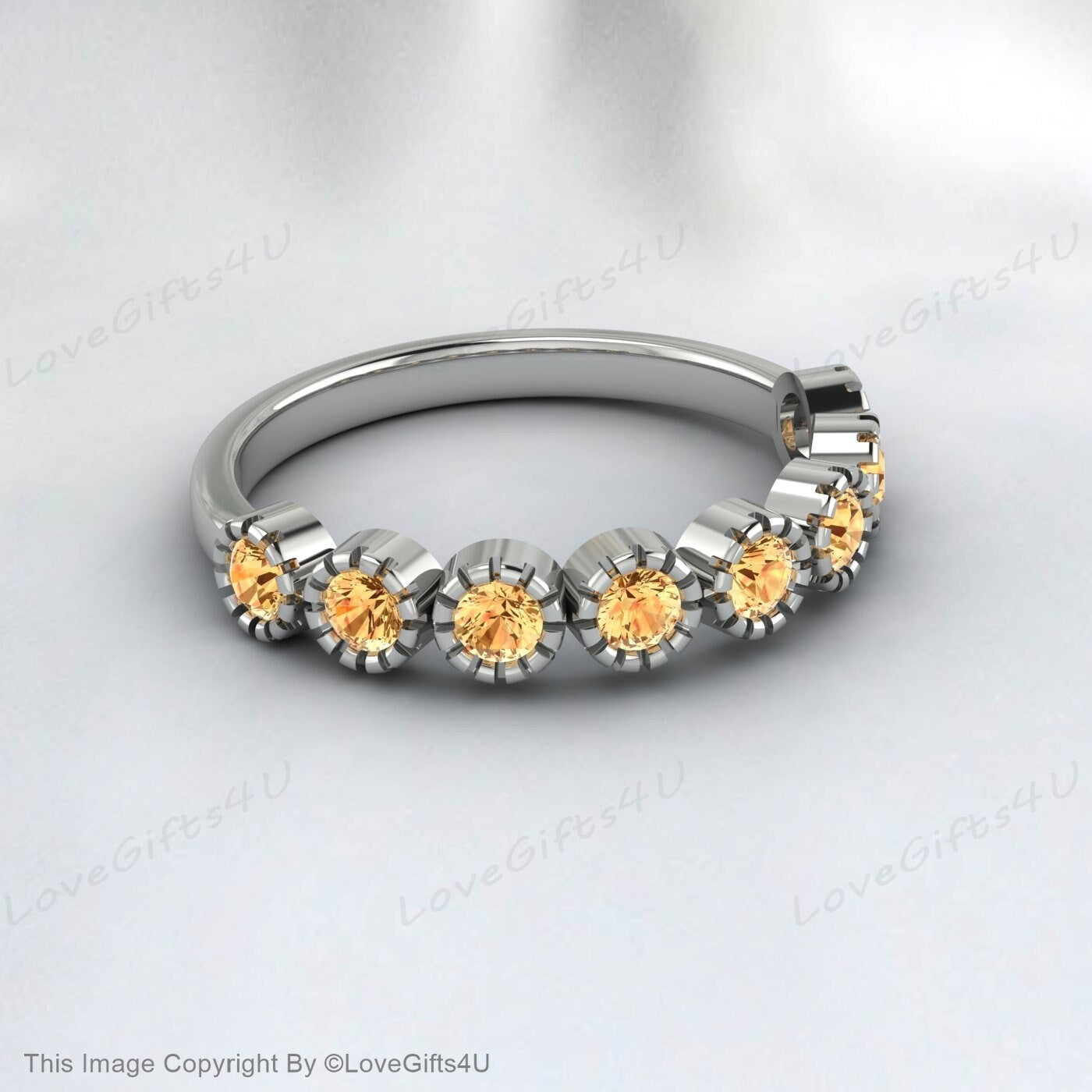 Gelber Citrin Ehering Eternity Band Jubiläumsring