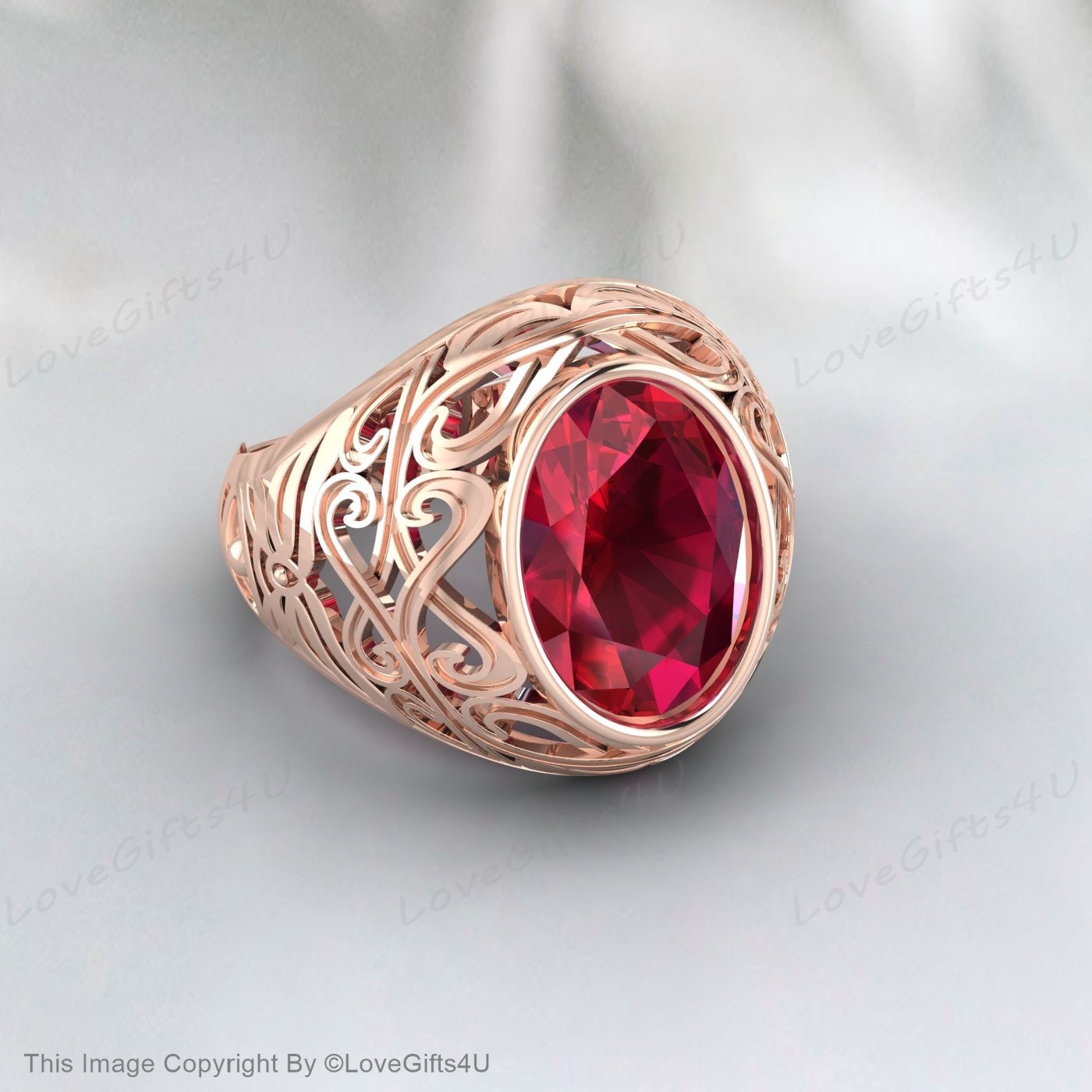 Natural Red Ruby Wedding Ring Silver Mens Ring Women Ring Signet Ring