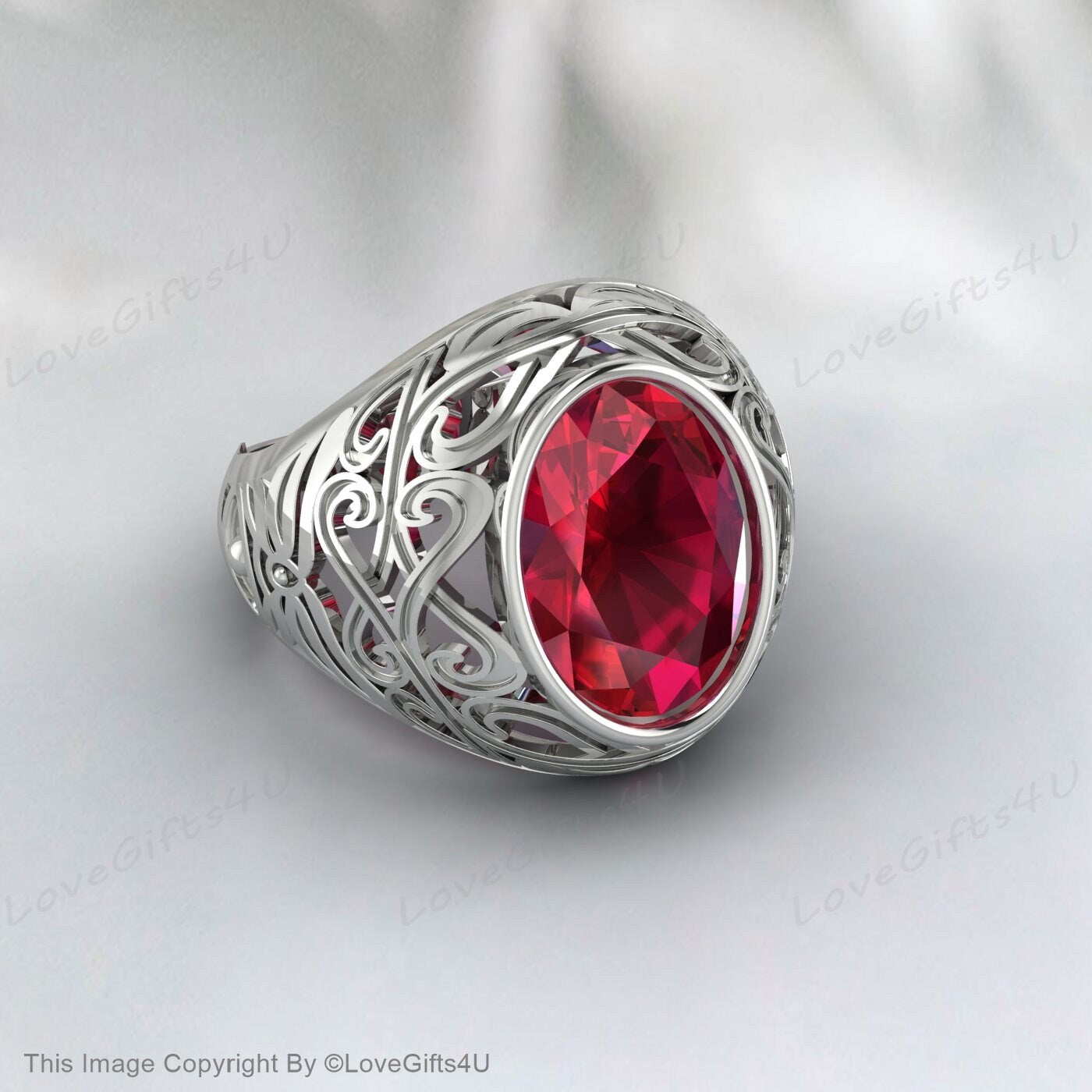Natural Red Ruby Wedding Ring Silver Mens Ring Women Ring Signet Ring