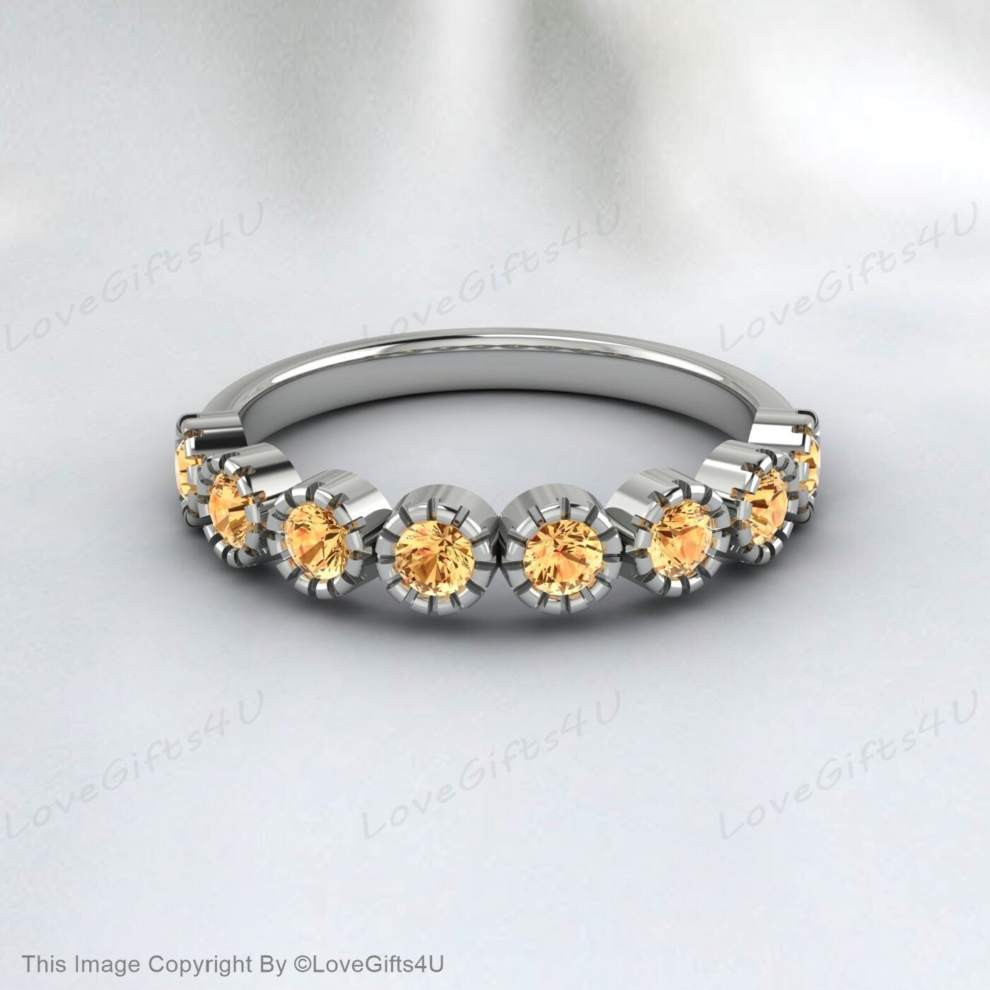Gelber Citrin Ehering Eternity Band Jubiläumsring