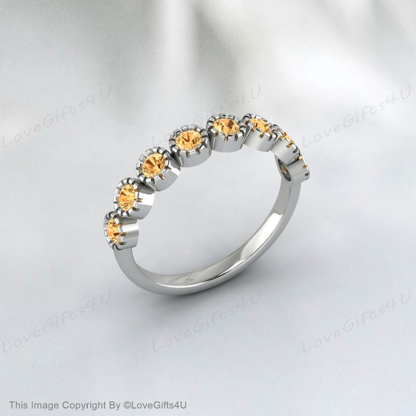 Gelber Citrin Ehering Eternity Band Jubiläumsring