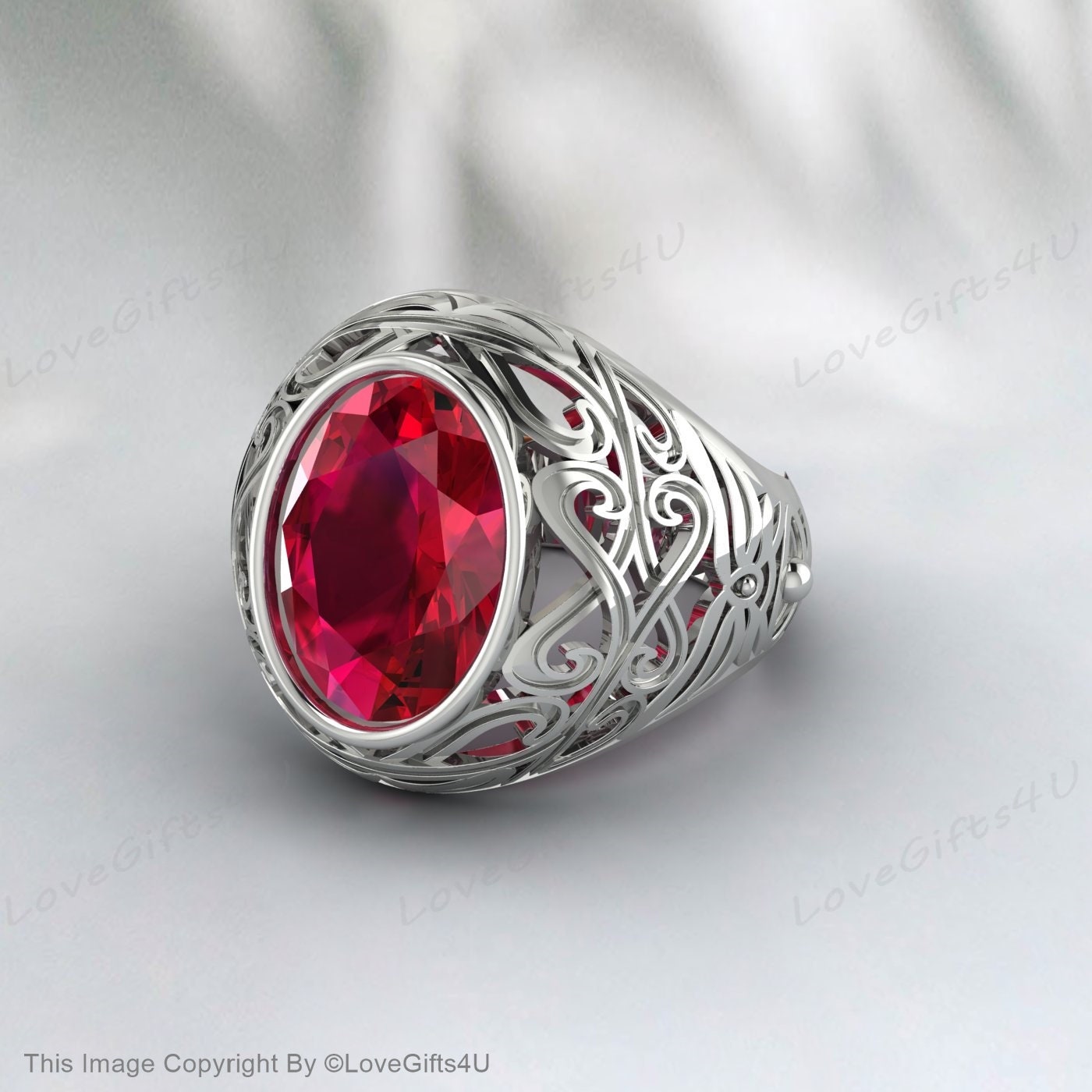 Natural Red Ruby Wedding Ring Silver Mens Ring Women Ring Signet Ring