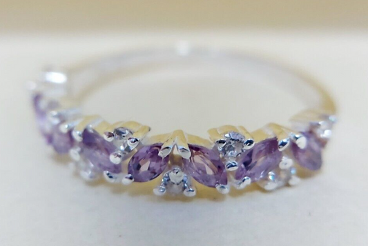 Tanzanite Marquise Target Art Ring 925 Silver Solitaire Accents Gift Band US5-15