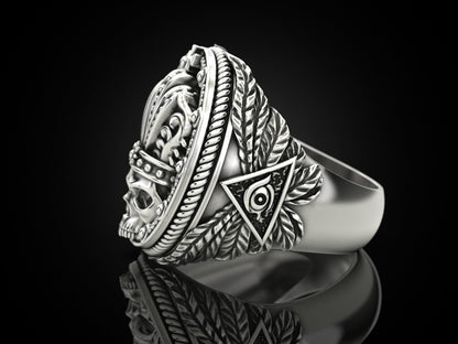 Mens Biker Gothic Skull Crown Ring 925 Sterling Silver Punk King Jewelry US5~ 15