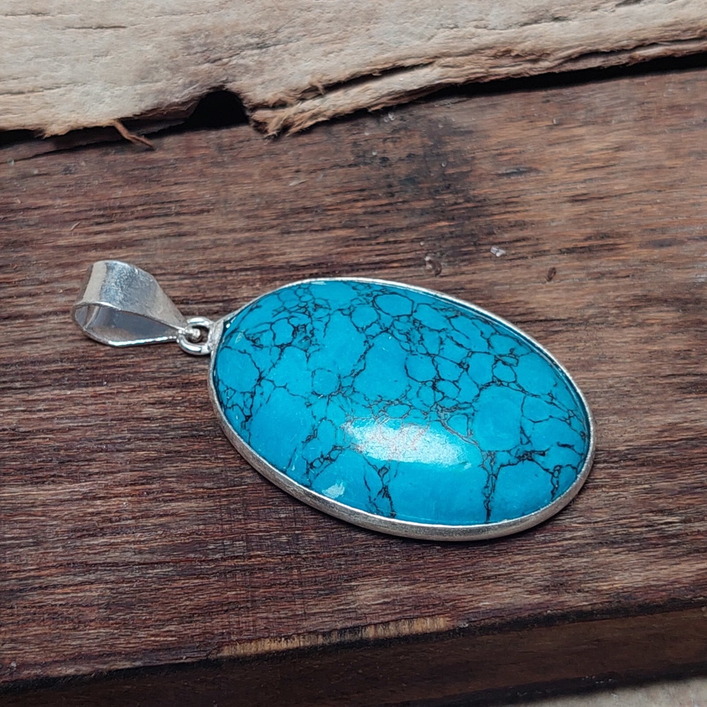 Oval Turquoise Pendant,Turquoise Necklace 925 Sterling Silver Wedding Pendant