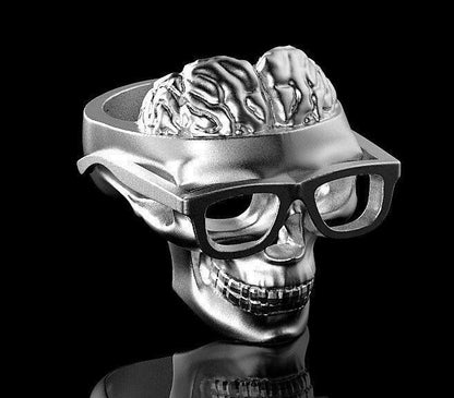 Handmade Skull Glasses Ring Gothic Biker Punk Silver Unique Gift Men US 5~ 15