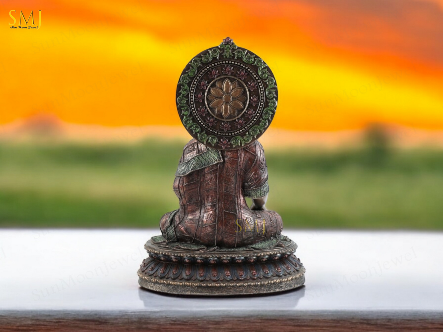 Copper Finish Buddha Statue Buddha Amitabha Meditation & Home Decor And Gift