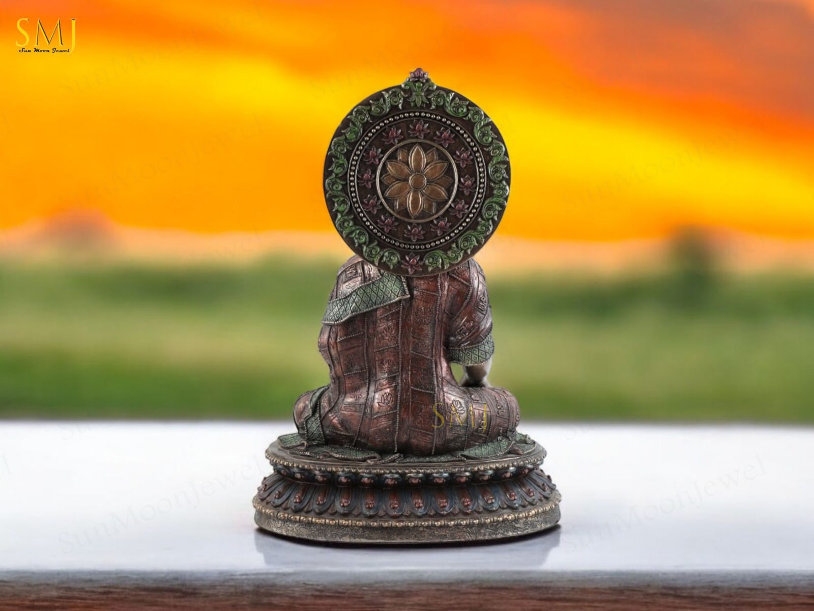 Copper Finish Buddha Statue Buddha Amitabha Meditation & Home Decor And Gift