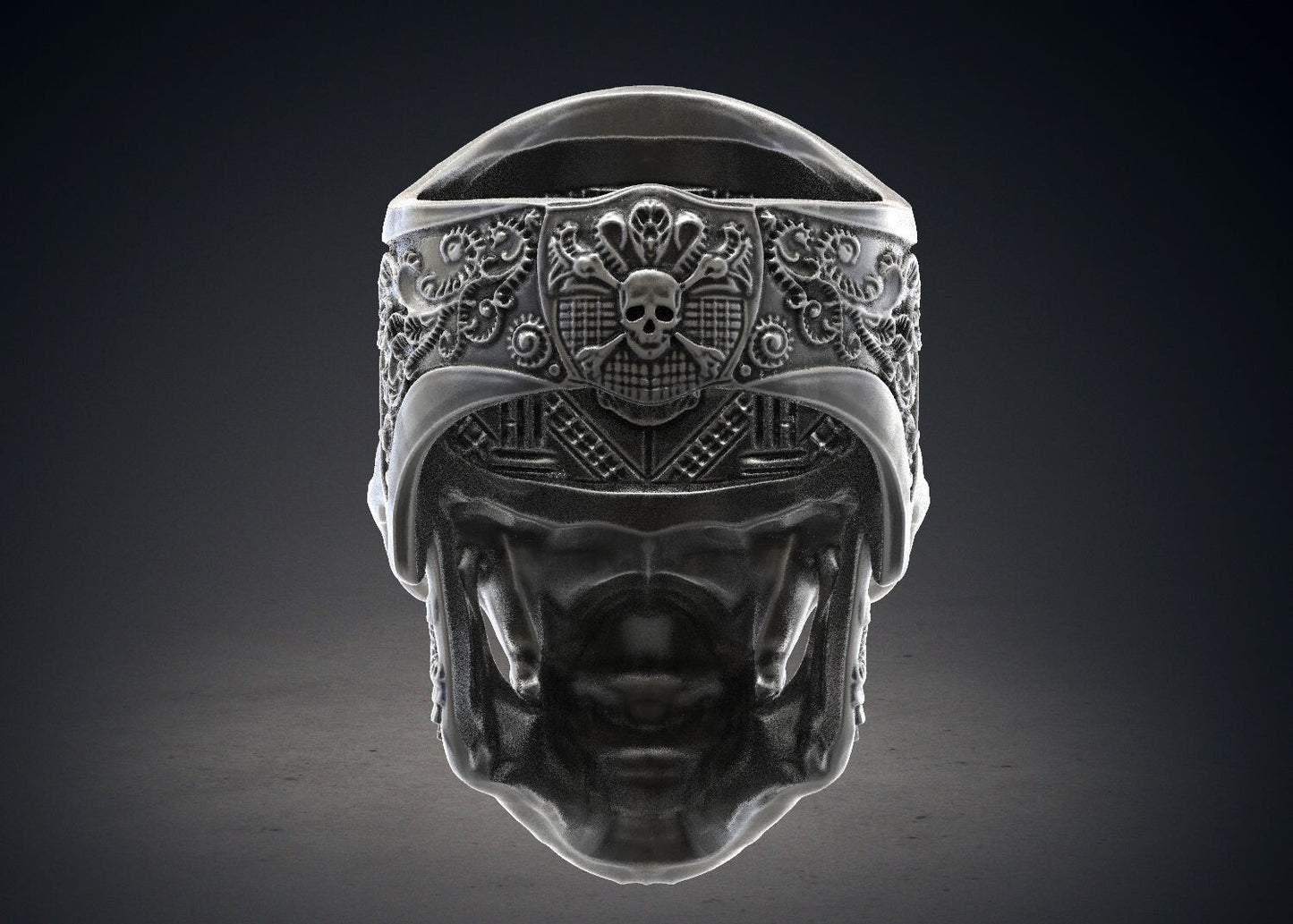Masonic Skull Ring Oxidized Silver Gothic Freemason Biker Ring For Men US5-15