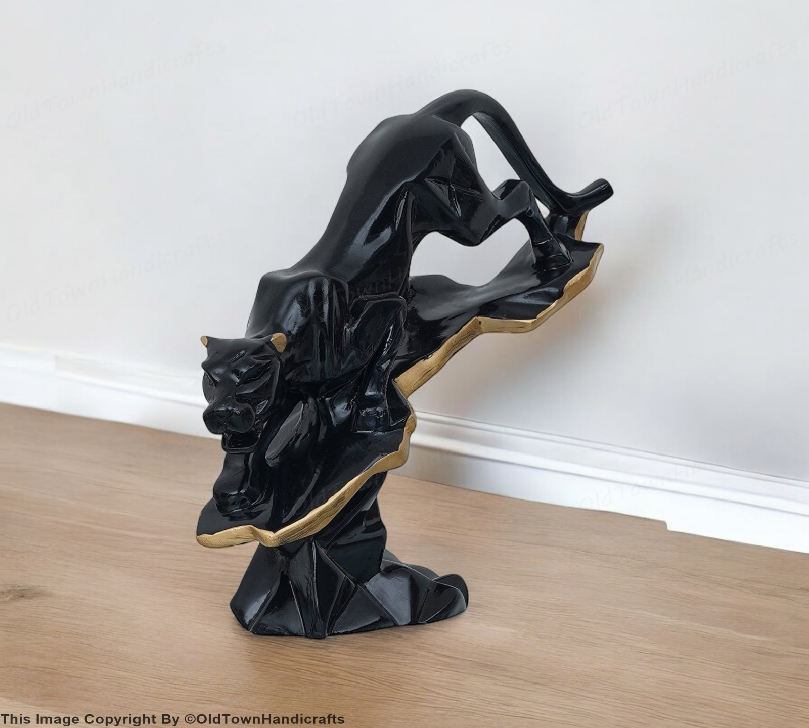 Handcrafted Black Panther Feng Shui Figurine Decorative Resin Showpiece Panther