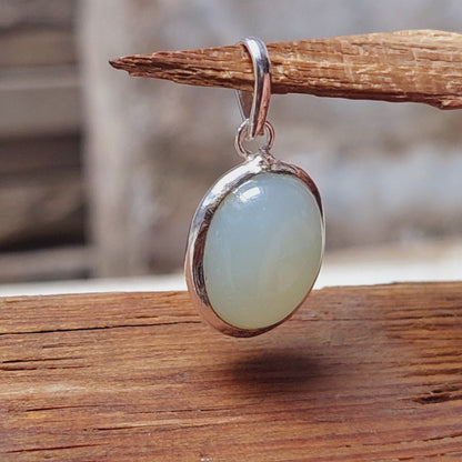 925 Sterling Silver Ovel Opalite Handmade Pendant Necklace,Gift For Friend