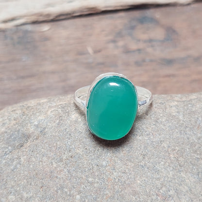 Oval Green Onyx Ring,925 Sterling Silver Handmade Ring,Casual Ring,Gift For All