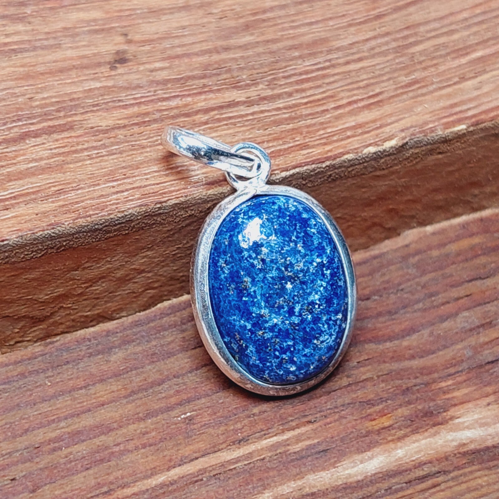 Ovel Blue Lapis Lazuli Pendant,925 Sterling Silver Gemstone Pendant Gift For Her