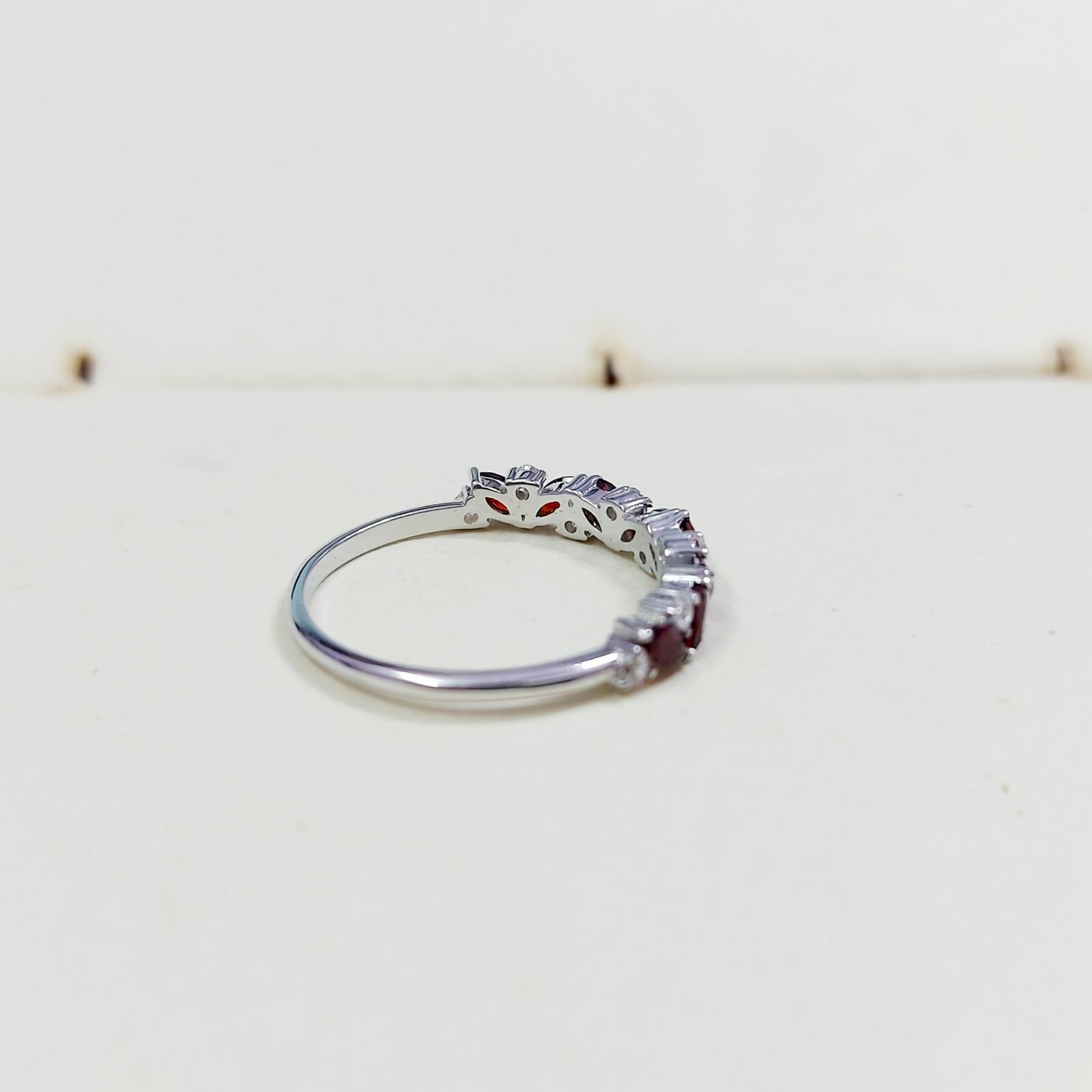 Marquise Cut Red Garnet Half Band Engagement Ring 925 Silver Women Ring Us5~15