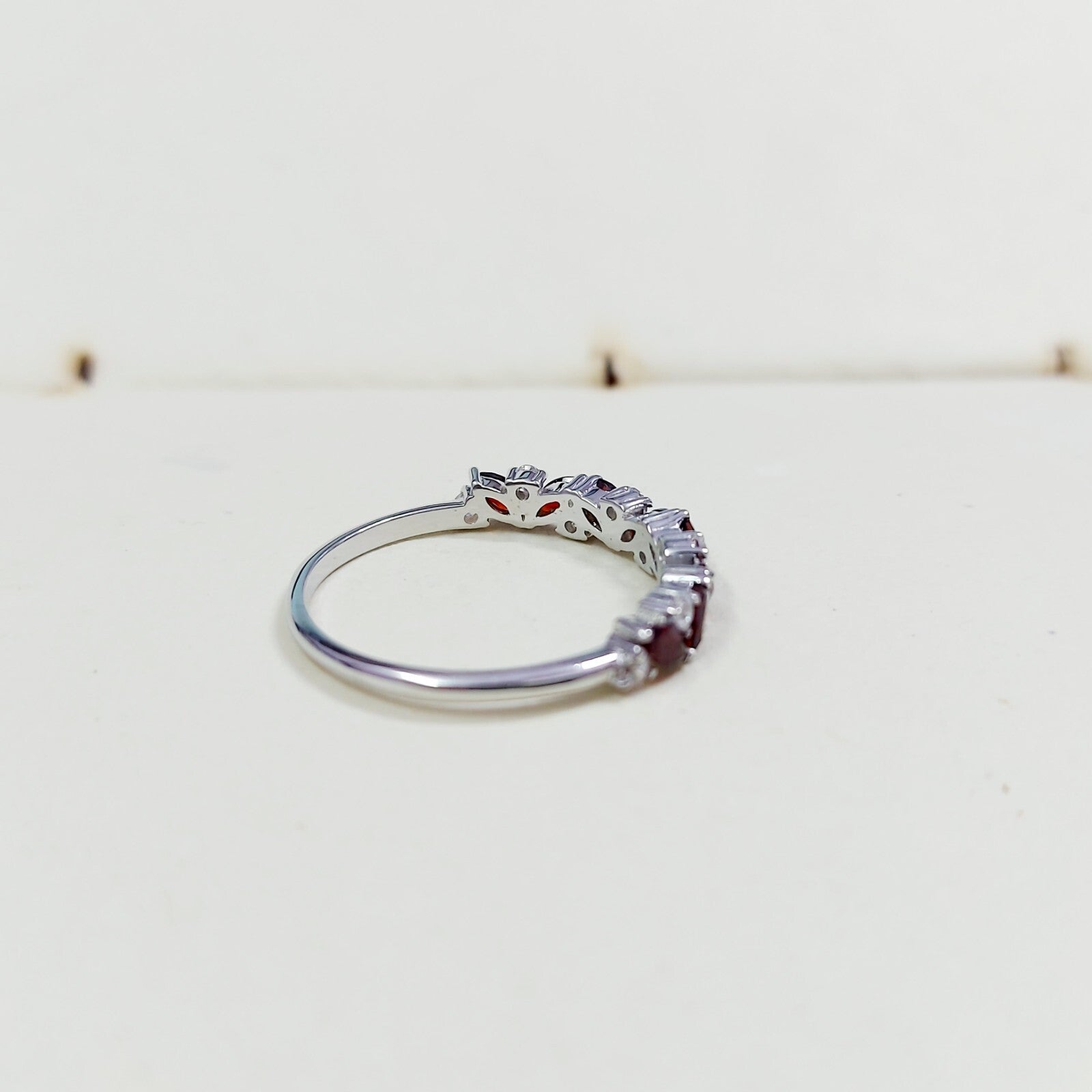 Marquise Cut Red Garnet Half Band Engagement Ring 925 Silver Women Ring Us5~15