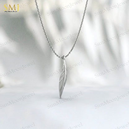 Fine Silver Wing Pendant Mens Wing Necklace Gold Feather Pendant Leaf Necklace