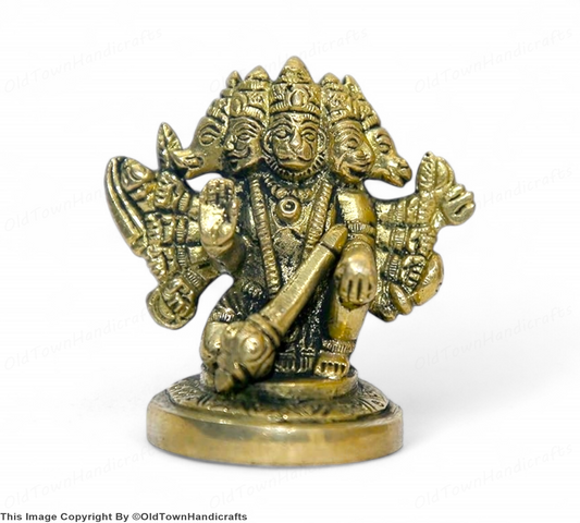 Brass Panchmukhi Hanuman Statue Hanuman Handcrafted for Home Office Decor Gift