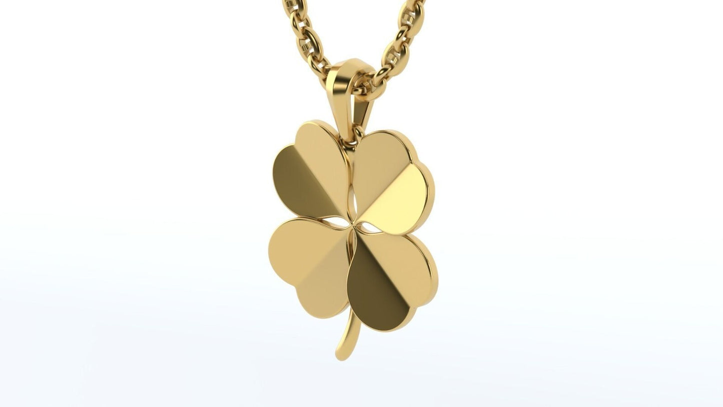 Lucky Clover Brass Pendant Four Leaf Brass Necklace Shamrock Charm Gift For wife