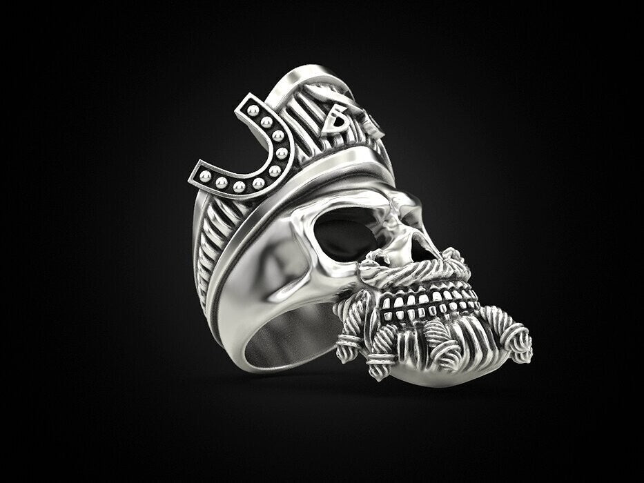 925 Sterling Silver Pirate Skull Ring US5~15 Vintage Biker Rider Gothic Ring