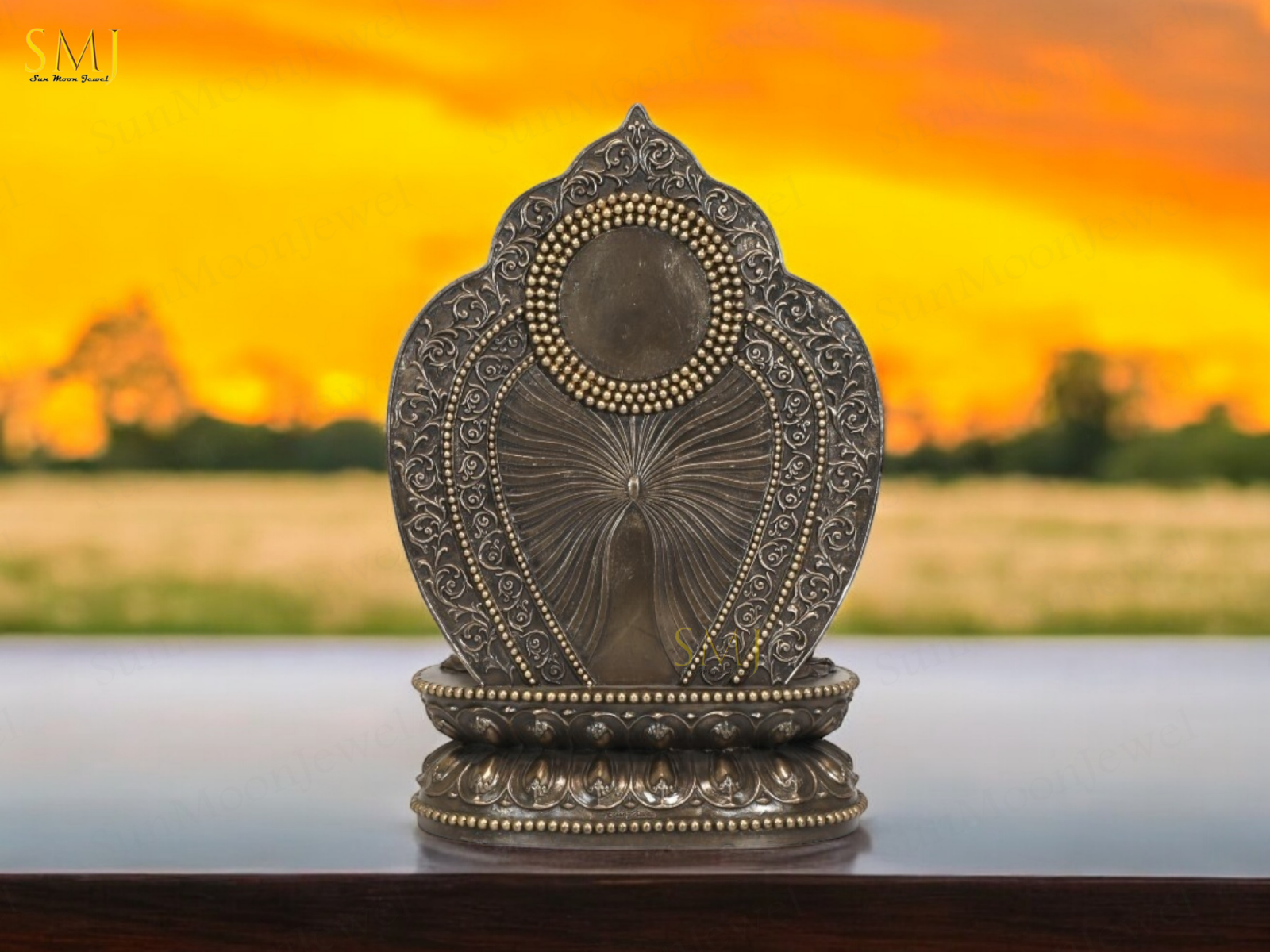 Copper Finish Buddha Statue Buddha Amitabha Figurine for Home & Temple Decor