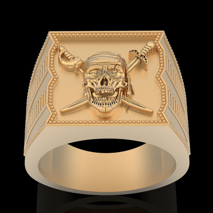 Gothic Pirate Skull Sword Cross Ring Brass Biker Vintage Men Jewelry Gift US5~15
