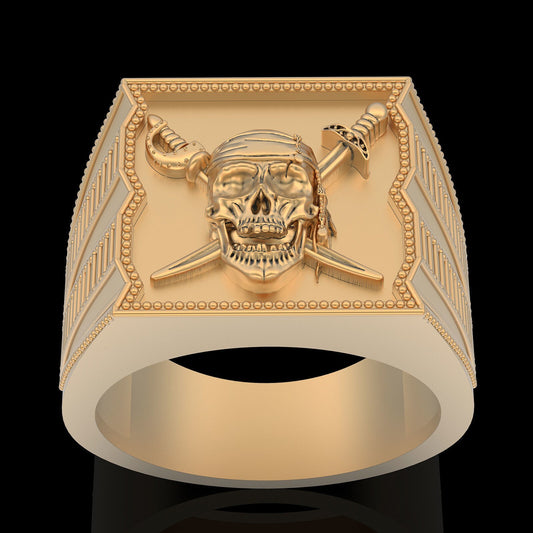 Gothic Pirate Skull Sword Cross Ring Brass Biker Vintage Men Jewelry Gift US5~15