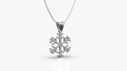 Silver Snowflake Necklace Pendant Winter Snow Weather Christmas Gift Women Men