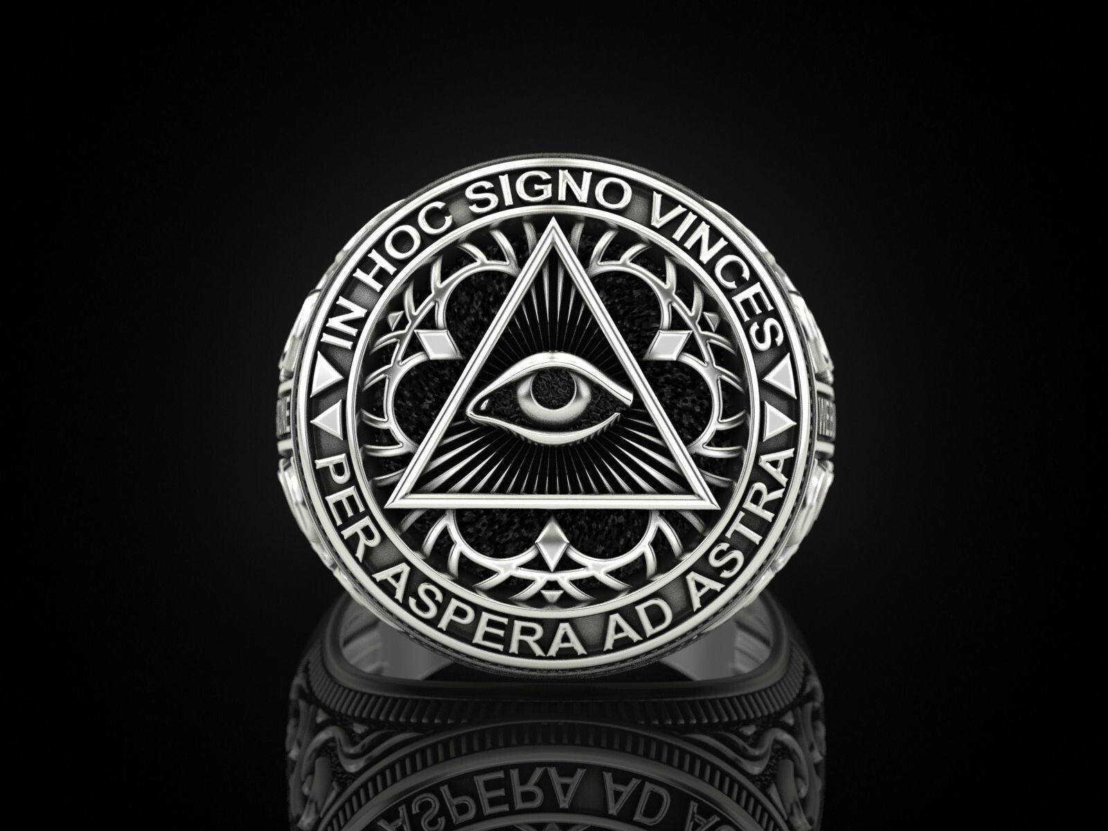 Masonic Freemason Third Eye 925 Sterling Silver Men's Biker Ring US7-15 Gift Men