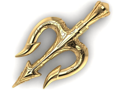 Brass Hindu Shiva Trishul Pendant Temple Pooja Lord Shiva Trident Jewelry Men