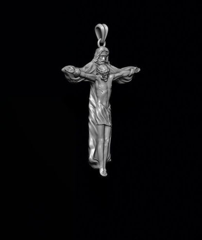 Silver Jesus With Holy Cross Pendant Jesus Necklace Wedding Gift For Men Women