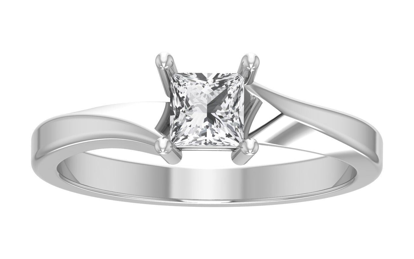 Princess Cut Moissanite Solitaire Ring 925 Silver Engagement Women Ring US5-15