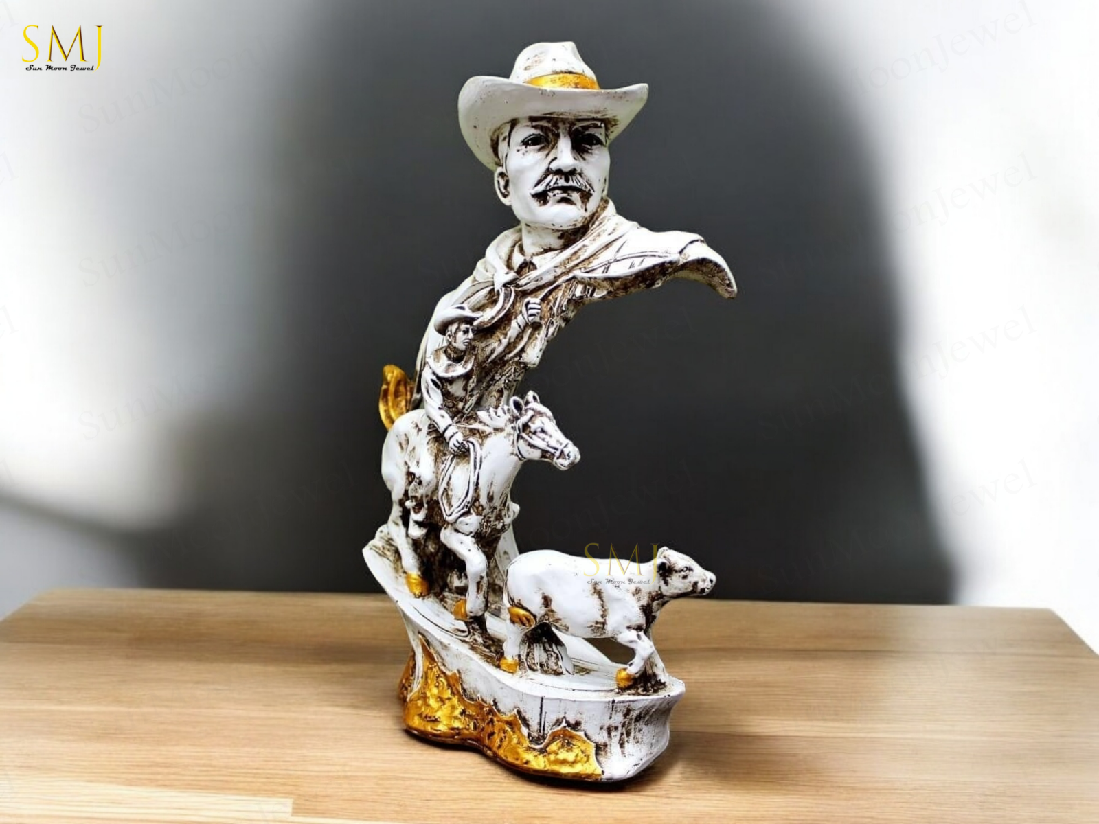 Cowboy with Horse Home Decor Showpiece Cowboy Statue Cowboy with Horse Gift