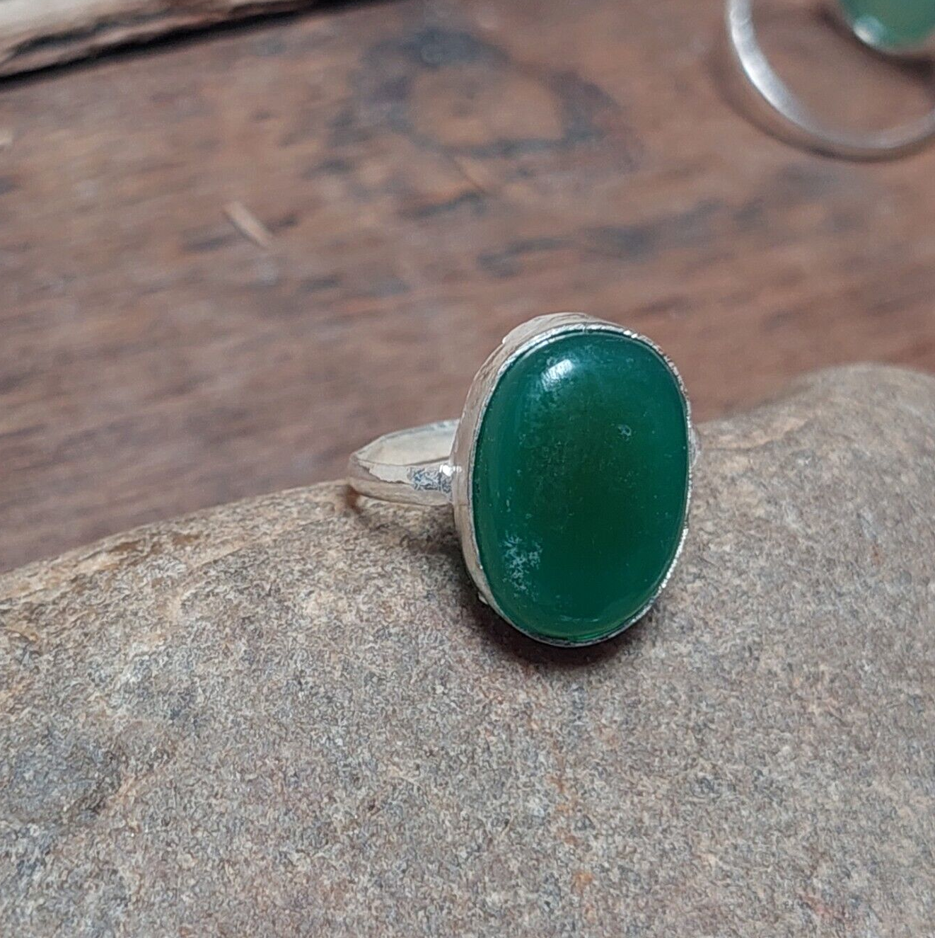 Oval Shape Green Onyx925 Sterling Silver Ring, Green Onyx Handmade Ring For Her