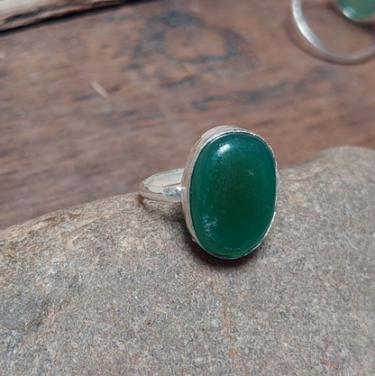 Oval Shape Green Onyx925 Sterling Silver Ring, Green Onyx Handmade Ring For Her