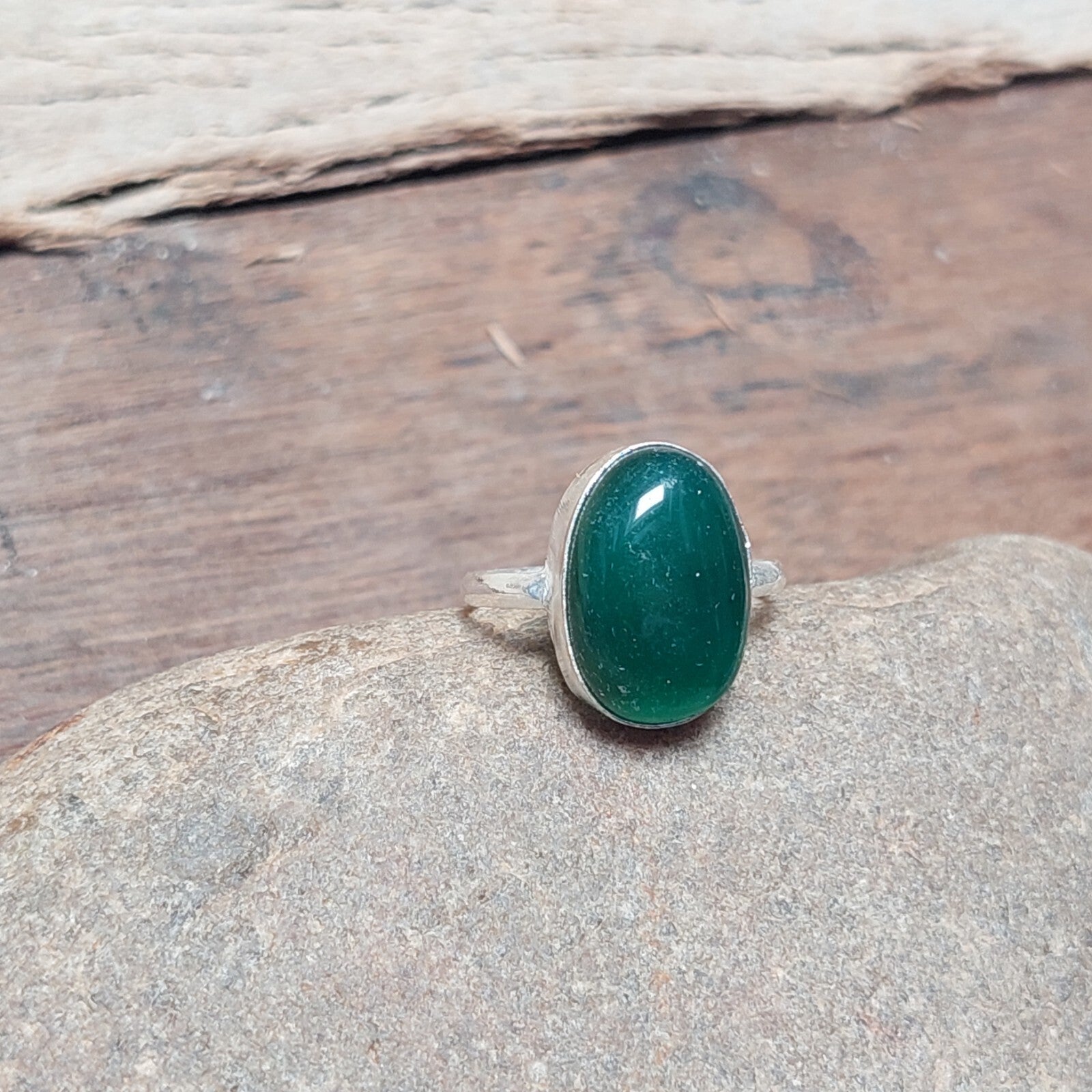 Oval Green Onyx Men's Ring,925 Sterling Silver Handmade Ring,Gift for Him