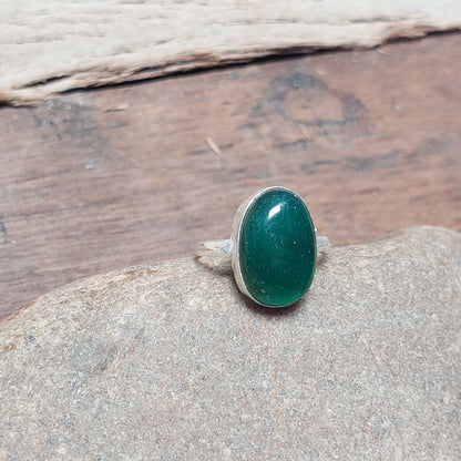 Oval Green Onyx Men's Ring,925 Sterling Silver Handmade Ring,Gift for Him