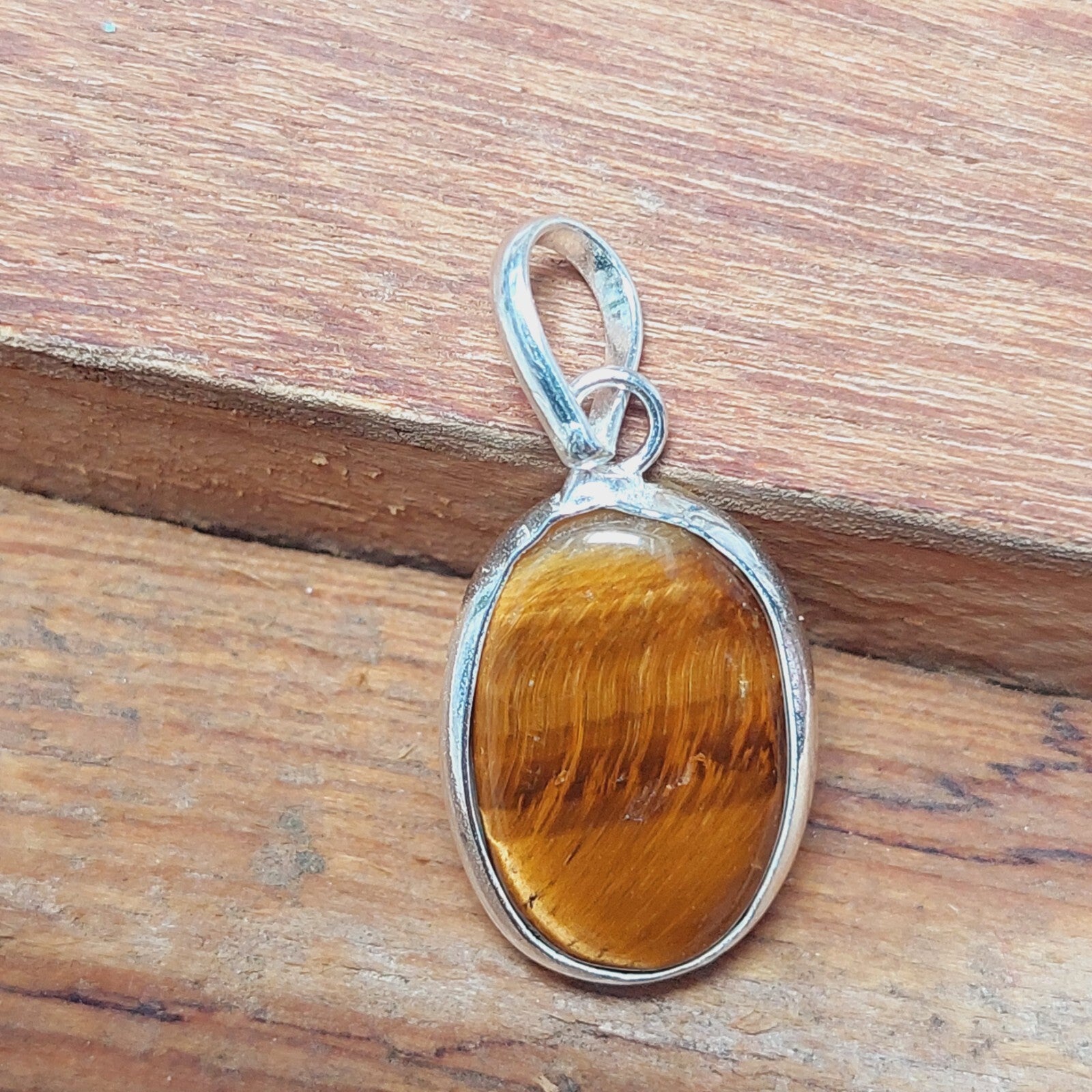 Solid 925 Sterling Silver Ovel Tiger Eye Pendant,Women Pedant Gift For Her