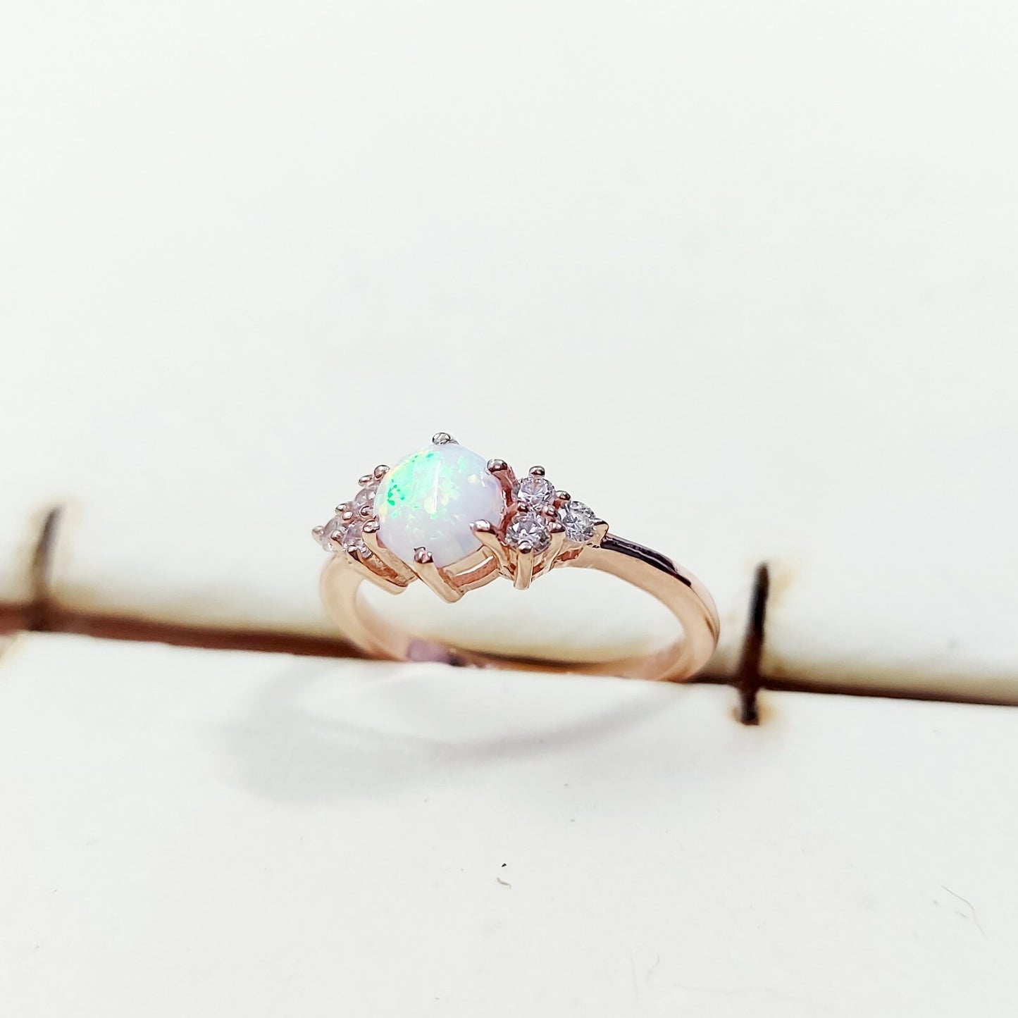 Natural Opal Round Cut Moissanite Engagement Wedding Women Silver Ring US5~15
