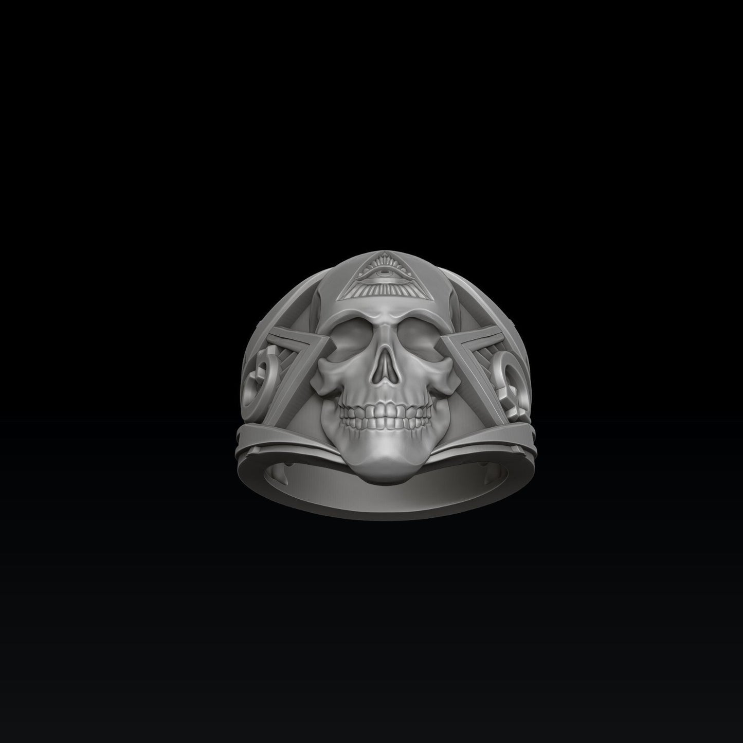 MENDEL Goth 925 Sterling Silver Masonic Skull Ring US5-15 Handmade Punk Biker
