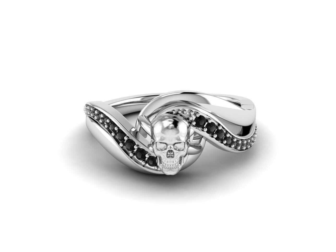 Best Quality Skull Ring Gothic Biker Skull CZ Punk Silver Ring Fast Ship US5~15