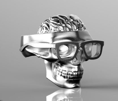 Handmade Skull Glasses Ring Gothic Biker Punk Silver Unique Gift Men US 5~ 15