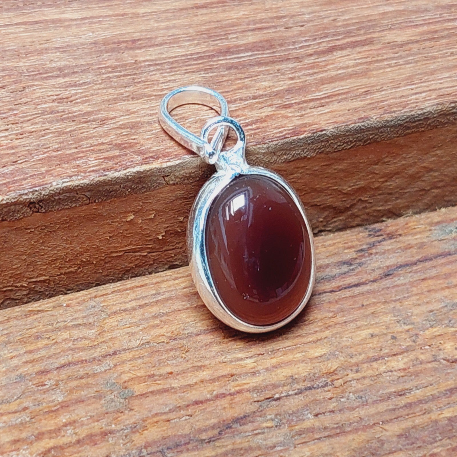 Natural Red Agate Pendant Necklace 925 Sterling Silver Pendant Birthday Gift