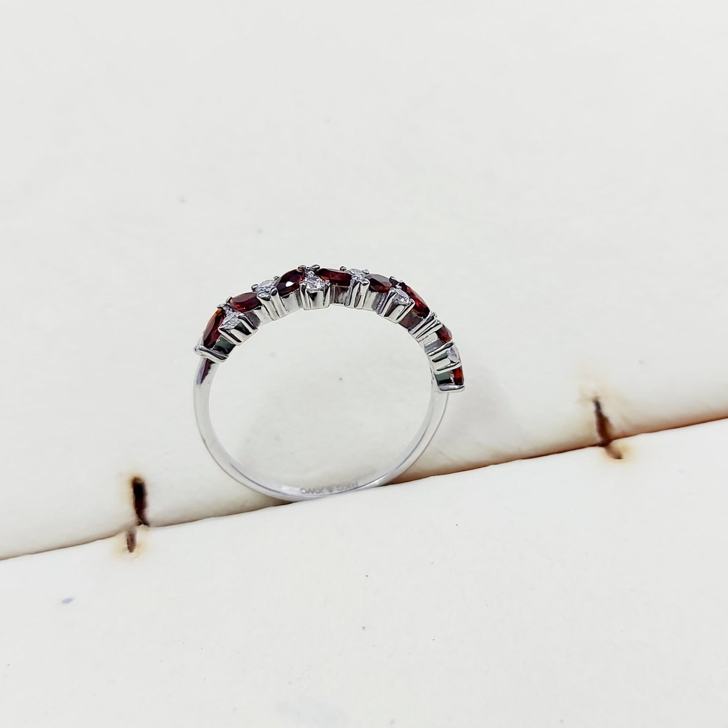 Marquise Cut Red Garnet Half Band Engagement Ring 925 Silver Women Ring Us5~15