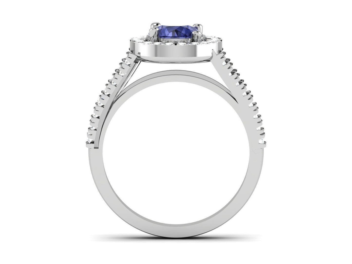 Certified Tanzanite Halo Wedding Engagement Ring 925 Silver Round Cut US5 ~15