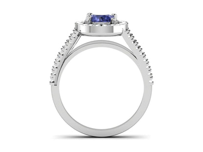 Certified Tanzanite Halo Wedding Engagement Ring 925 Silver Round Cut US5 ~15